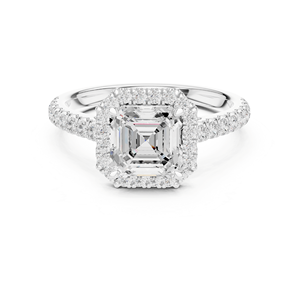 Anillo de Diamantes de Compromiso para Mujer, Tipo Solitario Halo Asscher, Diamante Cultivado en Laboratorio de 2 Quilates, Plata de Ley 925, para Boda, Fiesta, Aniversario - Product Image 4