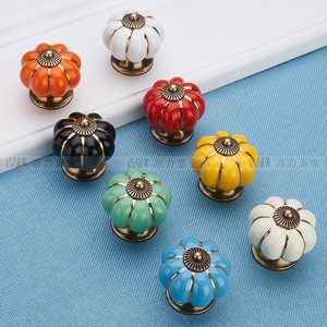 Diyin <b>Ceramic</b> Pumpkin Handle Zinc Alloy Novelty Shape Cabinet Drawer <b>Knob</b> Easy Installation - Product Image 4