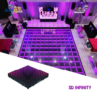 Plancher de danse magnétique RGB LED 3D Infinity Rainbow 50*50cm Abyss Plancher de danse pour DJ Party Mariage Noël Plancher de danse lumineux LED
