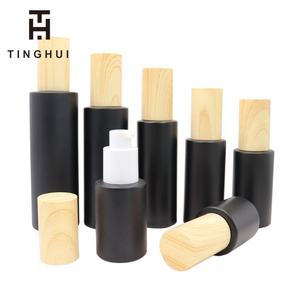 ขวดครีมแก้วฝาปิดลายไม้สีดำด้าน ขนาด 5/10/15/20/30/50 กรัม พร้อมฝาไม้ สำหรับใส่ครีมบำรุงผิวหน้า ภาชนะบรรจุภัณฑ์เครื่องสำอาง - Product Image 5
