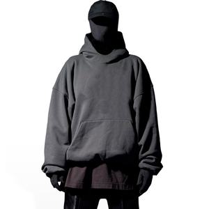 Sweat-shirt vintage en molleton français pour homme avec logo personnalisé, coupe courte, épaules tombantes, coton lourd 460 g/m², sans cordon, à capuche, pour l'hiver - Product Image 2