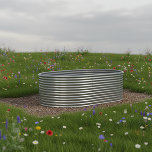 Jardinera Elevada de Acero para Jardín, Elíptica, con Recubrimiento en Polvo Gris, Duradera, para Plantas, Diseño Rústico para Exteriores - Product Image 2