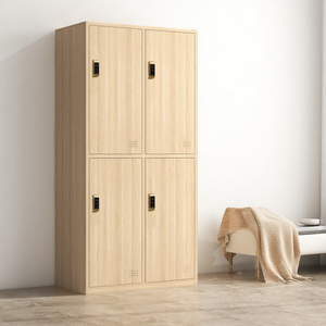 Armoire métallique à 2 portes, casier de rangement en métal, casier scolaire ou de gymnase, armoire de personnel en acier avec impression par transfert à motif bois - Product Image 5