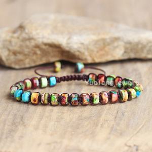 Pierre précieuse naturelle faite à la main 3*6mm Heishi perles <span class=keywords><strong>corde</strong></span> tressée Bracelet réglable femmes Yoga macramé Wrap Bracelet bijoux en gros - Product Image 2