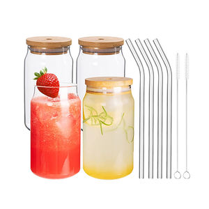 1 Pack 16oz <span class=keywords><strong>Verre</strong></span> à bière en forme de canette <span class=keywords><strong>avec</strong></span> couvercle en bambou et <span class=keywords><strong>paille</strong></span> pour sublimation, pour whisky, café glacé, <span class=keywords><strong>mojito</strong></span>, soda - Product Image 3