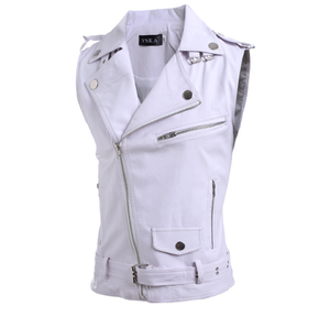 Liquidation des ventes <span class=keywords><strong>Veste</strong></span> de motard pour hommes-Gilet en <span class=keywords><strong>cuir</strong></span> coupe ajustée Gilet de moto vintage - Product Image 3