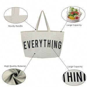 Free Design Advertising Eco Recycled Blanks Cotton Canvas Custom Tote <b>Bag</b> with Long Webbing - Product Image 6