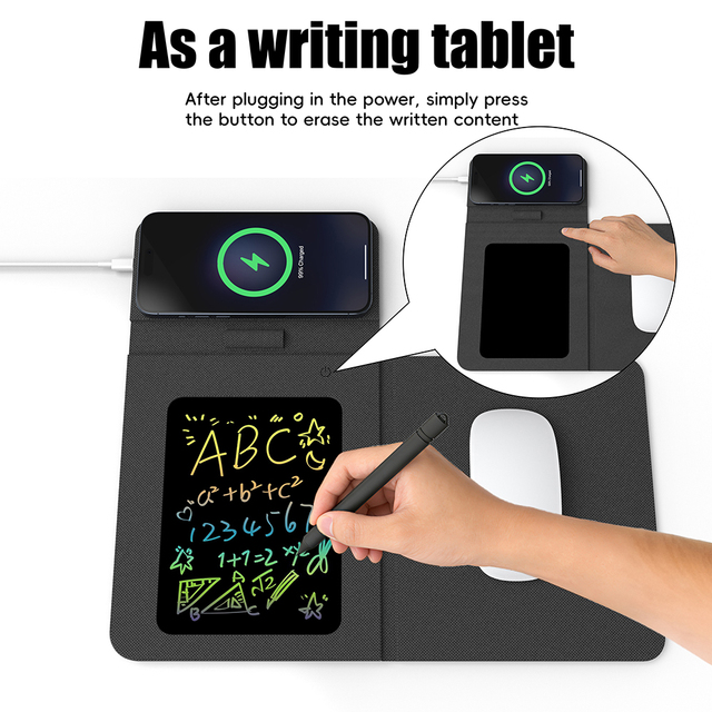 Office Meeting Notes LCD Writing Pad with for Wireless Charging Mouse Pad Phone Stand Earphone Practical Office Gadget