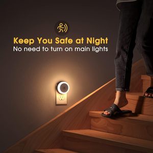 Veilleuses LED rondes de 0,6 W avec capteur de lumière, lampe de nuit enfant à brancher, veilleuse pour chambre à coucher - Product Image 3