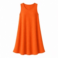 Robe d'été sans manches en lin coupe ample longueur midi, en lin lavé, style Lagenlook, grande taille, avec tissage uni teint