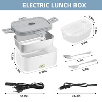 Boîte à lunch électrique isolée multicouche 2-en-1 en acier inoxydable Boîte à lunch électrique chauffante à usage domestique rechargeable auto-chauffante pour voiture