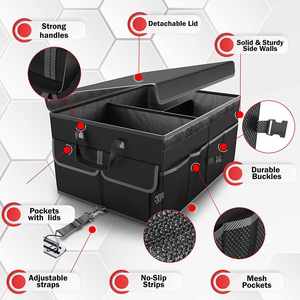 Organisateur de coffre de voiture pliable multifonctionnel en tissu Oxford, boîte de rangement moderne en maille avec logo personnalisé - Product Image 3