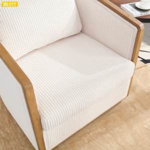 Sofá individual de terciopelo a rayas giratorio de 360 °, silla de espuma de alta densidad para sala de estar, apartamento escolar - Product Image 1