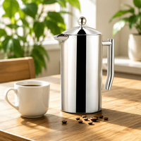 Cafetière à piston double paroi en acier inoxydable Tenrey, portable, résistante à la chaleur, pour le camping