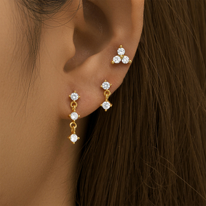 CANNER Vente en gros – Nouvel ensemble de boucles d'oreilles simples en argent sterling S925 avec étoile, lune, perle, nœud, pierre de lune et zircon 5A - Product Image 6