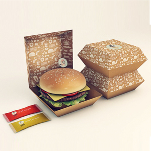 食品グレード 紙製ハンバーガーボックス 使い捨て 包装容器 - Product Image 5