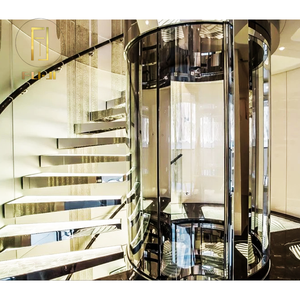 豪华设计金色圆形家用电梯住宅电梯圆形别墅电梯房屋乘客圆形别墅电梯 - Product Image 6