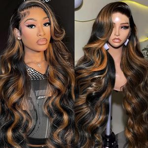 Pelucas de Cabello Humano con Ondas Corporales y Frente de Encaje HD 13x4, Color Marrón 1B/30 con Mechas <span class=keywords><strong>Balayage</strong></span>, Pre-Depiladas, para Mujeres Negras - Product Image 4