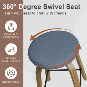 Swivel Bar <b>Stools</b> Set of 2 Bar Height Backless 30 Bar <b>Stool</b> Fabric Upholstered Seat Sturdy Metal Legs <b>Dining</b> Living Room - Product Image 3