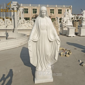 Tùy Chỉnh Chất Lượng Cao Vườn Ngoài Trời Trang Trí Tay Khắc Quy Mô Lớn Đá Bức Tượng Tây Trinh Nữ Maria Bằng Đá Cẩm Thạch Trắng Bức Tượng - Product Image 2
