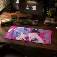 Tapis de souris de bureau lumineux LED pour jeux, mignon, antidérapant, base en caoutchouc naturel, forme carrée, utilisation au bureau, en stock