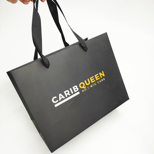 Matte Black Paper Bags with Two Color Logo - Custom Printed Luxury Gift Bags for Retail with Ribbon Handle - Product Image 6