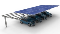Système de montage de panneaux solaires pour abri de voiture, structure de montage photovoltaïque en acier galvanisé pour parking au sol