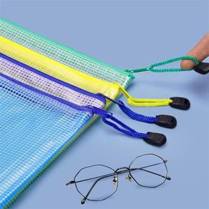 Örgü fermuar ile su geçirmez PVC belge çanta A3A4A5A6B4 A5/A6 fatura organize plastik belge çanta ev/ofis PP malzeme - Product Image 3