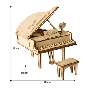 Robotime US Warehouse Wood Crafts Educational Diy Assembly Toys TG402 3D Wooden Piano Puzzle For Kids