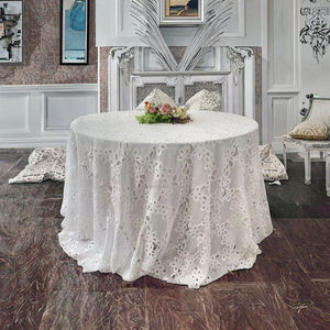 Elegante Mantel Redondo de Encaje Blanco, Estilo Nuevo, Diseño Calado con Parches, Impermeable, para Bodas, 120 cm - Product Image 3