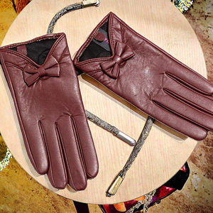 Guantes de Piel de Oveja Rojos con Lazo, Estilo Clásico para Mujer, Pantalla Táctil, para las Cuatro Estaciones, Uso Diario, Fiestas, Deportes y Actividades al Aire Libre, Venta al Por Mayor 2024 - Product Image 3
