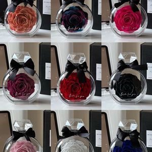 Hecho a mano elegante flor para siempre caja de regalo del Día de San Valentín presente Real preservado inmortal eternidad rosa en una caja de diamante Acrílico - Product Image 6