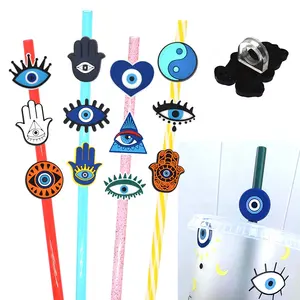 Böse Augen Fatima Hamsa Hand Stroh Topper bösen Blick Teufel PVC Stroh Topper Anhang