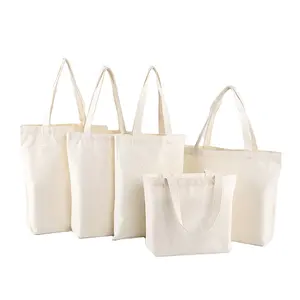 Vente en gros de sac fourre-tout simple écologique personnalisé sac à provisions en toile de coton avec logo personnalisé