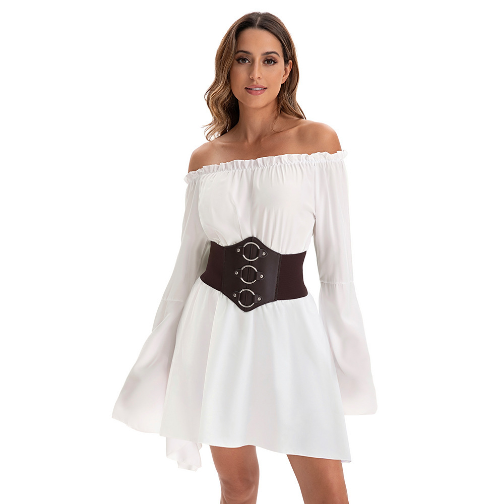 8083 Single White Top with Waist Belt