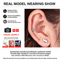 Anting-anting stud labret titanium tanpa ulir kualitas implan ASTM F136 G23 grosir, untuk helix, conch, dan tulang rawan, perhiasan tubuh