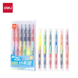 Deli Sk670 Double-ended Highlighter 6 <b>Pens</b> 12 Colors Flat Tip For Student Note Taking And Journaling - Product Image 2