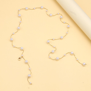 Chaîne de taille pour femme en fausses perles, chaîne de corps simple en métal, bijoux de mode pour usage quotidien - Product Image 2