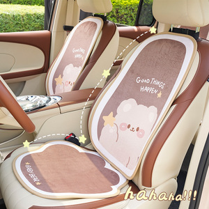 Ensemble de coussins de siège de voiture en peluche, doux et universels, pour l'automne et l'hiver, design décoratif ours, quatre saisons - Product Image 2