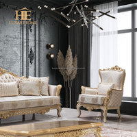 Ensemble de canapés en tissu noir de style européen antique, meubles pour salon