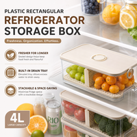 Conteneur de stockage en plastique de qualité alimentaire authentique pour réfrigérateur, boîte rectangulaire grande et hermétique pour la congélation