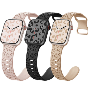 <span class=keywords><strong>Bracelet</strong></span> gravé pour <span class=keywords><strong>Apple</strong></span> <span class=keywords><strong>Watch</strong></span> Band 44mm 40mm 45mm 49mm 41 38 42mm <span class=keywords><strong>Bracelet</strong></span> en silicone léopard pour Iwatch Series 7 Se 3 6 8 ultra - Product Image 1