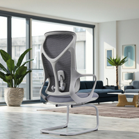Chaise de bureau exécutive moderne en gros, en tissu, ergonomique, réglable en hauteur, sans roulettes, pour ordinateur, travail, personnel, aluminium