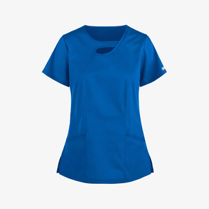 Women's Cotton Scrub Set Short Sleeve Two Piece Uniform For Hospital Spa Beauty Salon Comfortable Breathable Royal Blue - Product Image 2