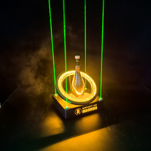<b>Led</b> Illuminated Wine Display Stand <b>Round</b> Modern Party Art Unbounded Yellow <b>Light</b> Green Laser Base - Product Image 2