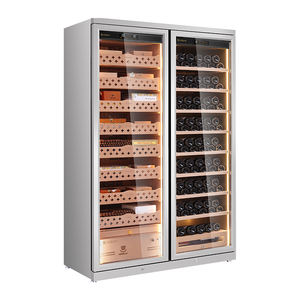 Armoire à cigares et à vin à double porte en acier inoxydable de qualité supérieure avec étagères en cèdre d'Espagne - Product Image 4