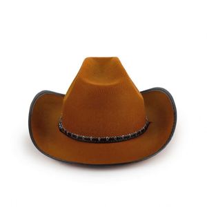 Sombreros de Vaquero Estilo Occidental al por Mayor para Hombre, Sombreros Fedora de Fieltro para Fiesta, Sombreros de Vaquero Marrones - Product Image 5