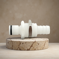 Raccord rapide à fixation sur panneau en plastique BRT 1/8" 3/16" 1/4" 5/16" 3/8" avec raccord cannelé pour tuyau et ressort de valve en acier inoxydable 316