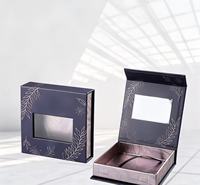 Boîte cadeau rigide de style livre avec fenêtre transparente, logo de marque personnalisé, tailles variées