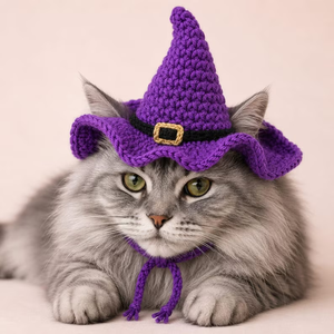 Gorro de Calabaza Hecho a Mano para Mascotas, Gorro de Ganchillo con Borde Ondulado para Gatos y Perros, Disfraz, Accesorio de Regalo para Halloween, Patrón Personalizable - Product Image 4